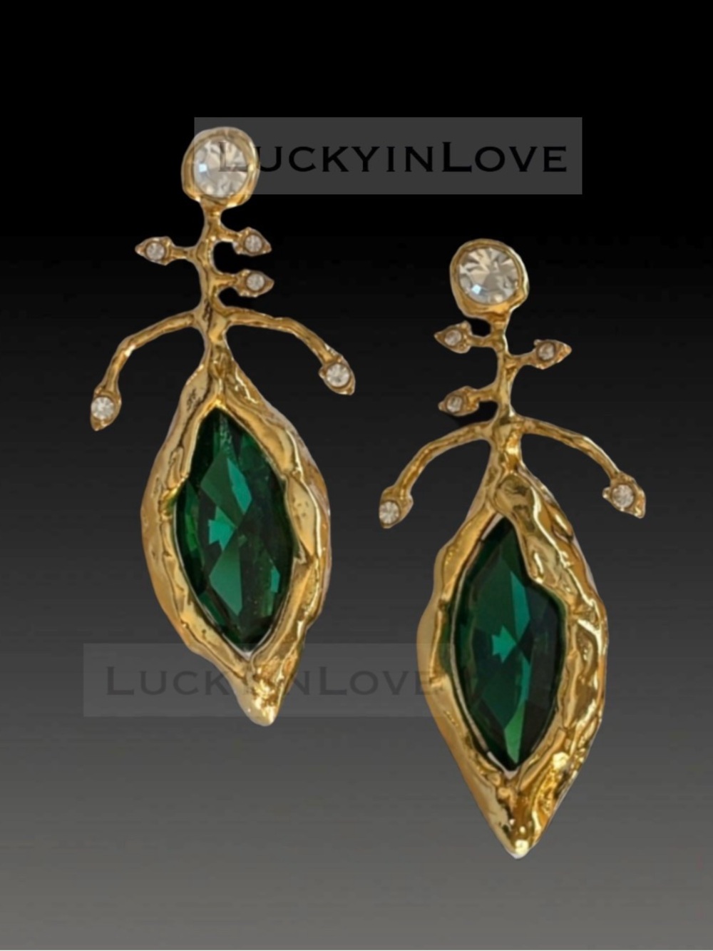 ALEXIS BITTAR • Abstract Brut Molten Mobile Gold Crystal Drop Earrings